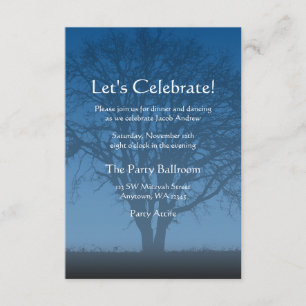 Rustic Blue Tree of Life Bar Mitzvah Reception Invitation