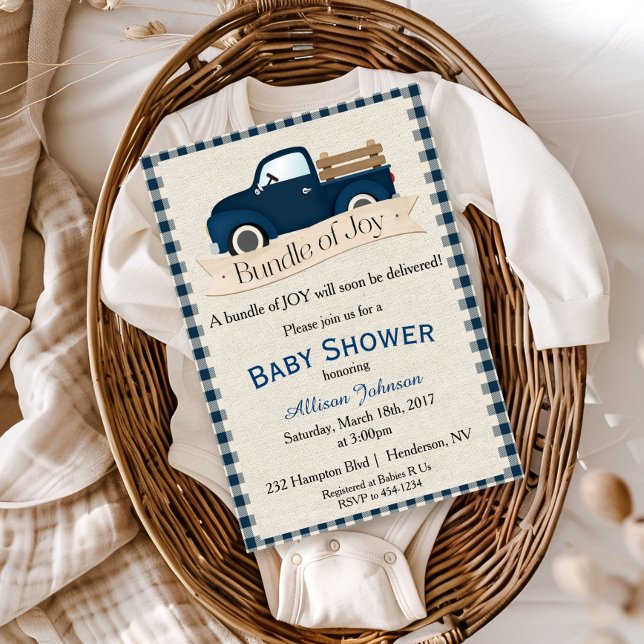 Rustic Blue Truck Baby Shower Invitation (Creator Uploaded)