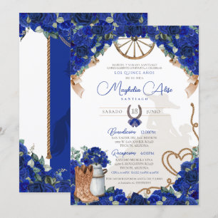 Rustic Blue Western Charro Quinceañera Invitation