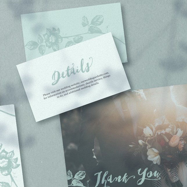 Rustic Blue Whimsical Floral Wedding Enclosure Card (Rustic Whimsical Floral Wedding details enclosure card)