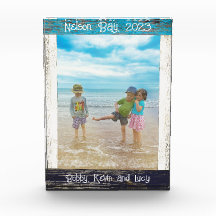 Rustic Blue White Beach Wood Text 5" x 7" Frame