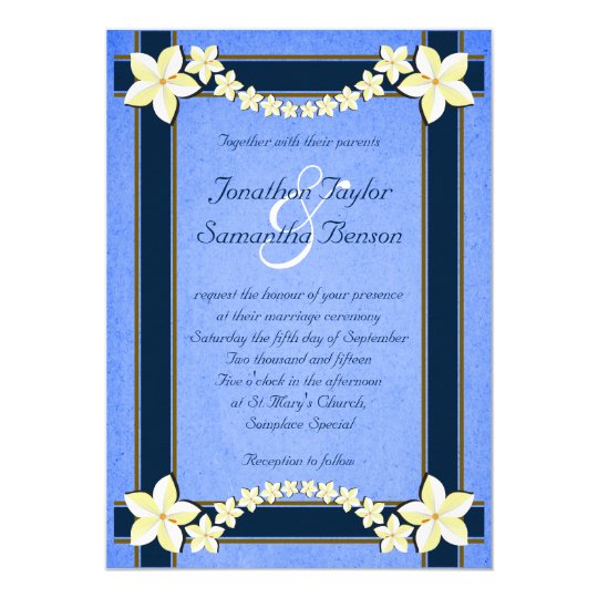 Rustic Blue White Floral Custom Wedding Invites