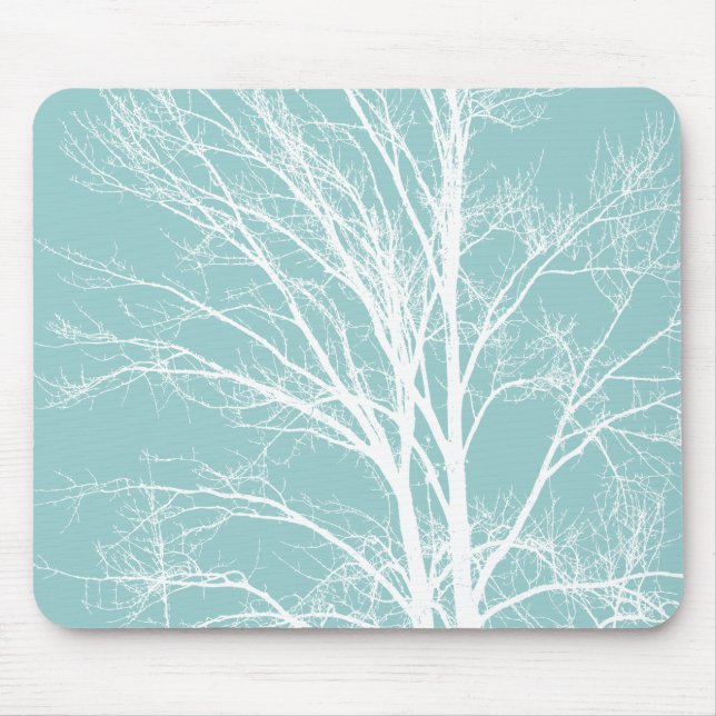 Rustic Blue White Tree Branches Mouse Mat (Front)