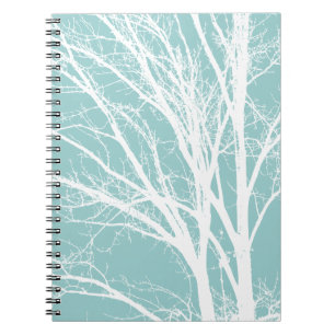 Rustic Blue White Tree Branches Notebook