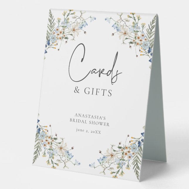 Rustic Blue Wildflowers & Daisies Shower Gifts (Front)