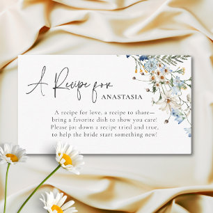 Rustic Blue Wildflowers & Daisies Shower Recipe Enclosure Card