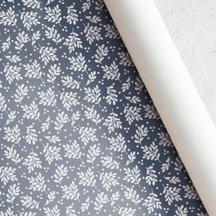 Rustic Blue Winter Foliage Christmas Wrapping Paper