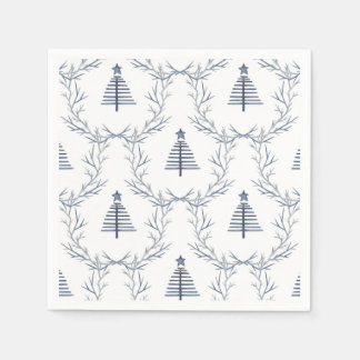 Rustic Blue Winter forest Nordic Scandi Christmas  Napkin