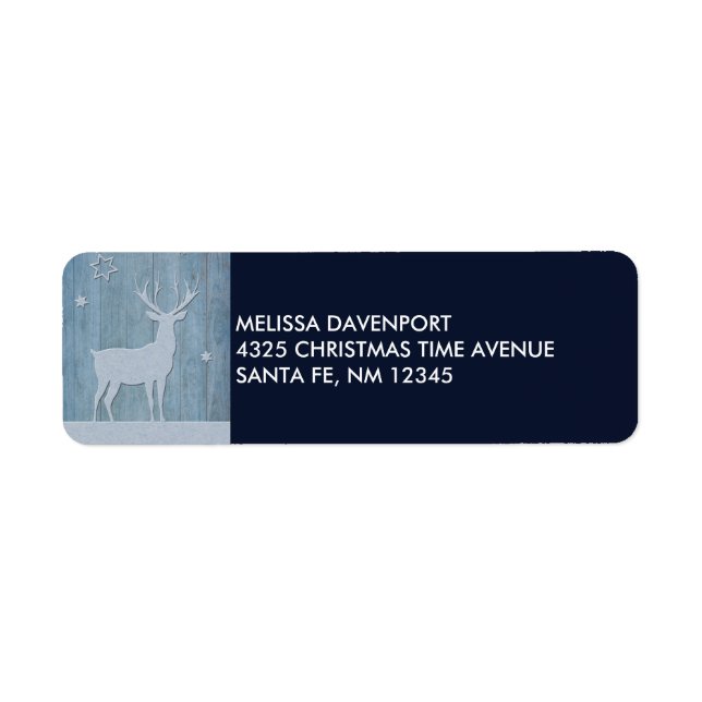 Rustic Blue Wood Reindeer Country Christmas (Front)