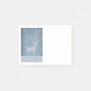 Rustic Blue Wood Reindeer Country Christmas Post-it Notes