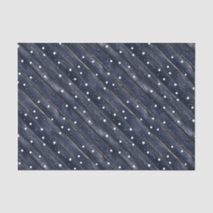 Rustic Blue Wood Stars Tissue Paper