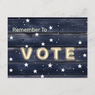 Rustic Blue Wood Stars  Vote Postcard