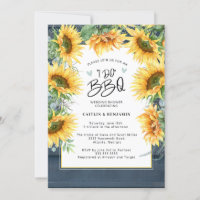 Rustic Blue Wood Sunflower I Do BBQ Bridal Shower