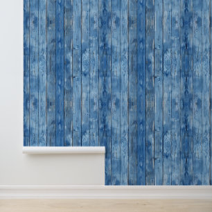 Rustic Blue Wood Wallpaper