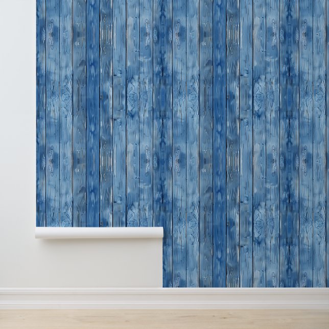 Rustic Blue Wood Wallpaper (Application)
