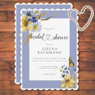 Rustic Blue & Yellow Wildflowers Bridal Shower Invitation