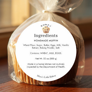 Rustic Blueberry Muffin Bakery Ingredient List Classic Round Sticker