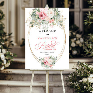 Rustic Blush and Gold Bridal Shower Welcome Poster