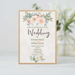 Rustic Blush and green watercolor floral wedding  Invitation