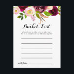 Rustic Blush Burgundy Floral Bucket List Cards<br><div class="desc">These rustic blush burgundy floral bucket list cards are the perfect activity for a simple wedding reception or bridal shower. The design features pink,  blush,  red,  burgundy and bordo watercolor flowers with green foliage.

Bucket List sign is sold separately.</div>