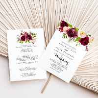 Rustic Blush Burgundy Floral Front & Back Wedding