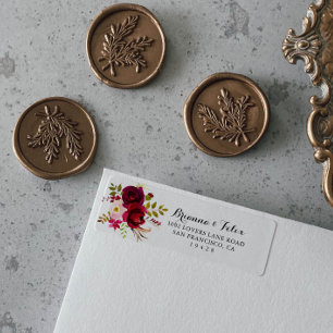 Rustic Blush Burgundy Floral Return Address