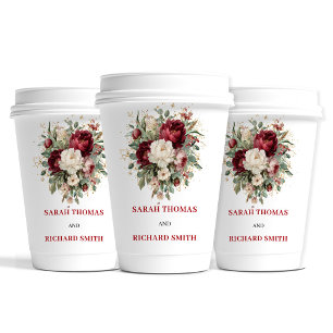 Rustic Blush Burgundy Greenery Wedding Cups