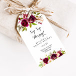 Rustic Blush Burgundy Sip Sip Hooray Bridal Shower Gift Tags<br><div class="desc">These rustic blush burgundy sip sip hooray bridal shower gift tags are perfect for a simple wedding shower. The design features pink,  blush,  red,  burgundy and bordo watercolor flowers with green foliage.</div>