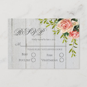 Rustic Blush Floral Elegant Script Wedding RSVP  Card