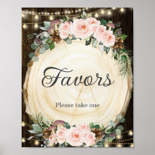 Rustic Blush Floral Enchanted Forest Favours Sign