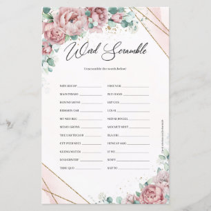 Rustic blush floral eucalyptus gold Word Scramble