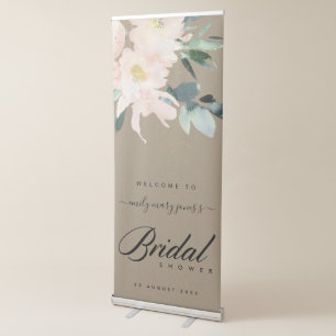 RUSTIC BLUSH FLORAL KRAFT BRIDAL SHOWER WELCOME RETRACTABLE BANNER