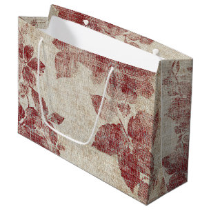 Rustic Blush Floral Linen Pattern (1) Large Gift Bag