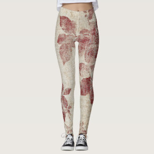 Rustic Blush Floral Linen Pattern (1) Leggings
