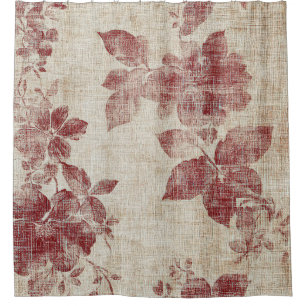 Rustic Blush Floral Linen Pattern (1) Shower Curtain