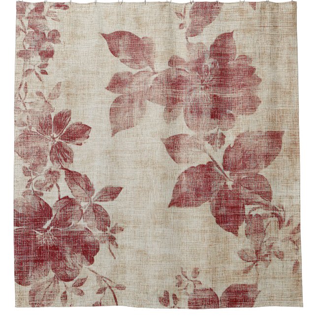 Rustic Blush Floral Linen Pattern (1) Shower Curtain (Front)