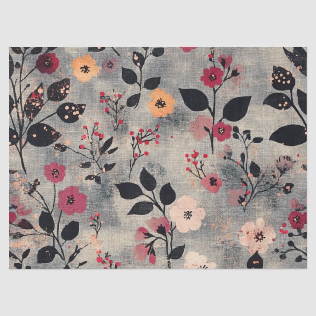 Rustic Blush Floral Linen Pattern (3) Tissue Paper (Front)