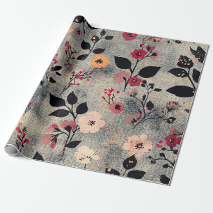 Rustic Blush Floral Linen Pattern (3) Wrapping Paper