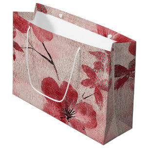 Rustic Blush Floral Linen Pattern (5) Large Gift Bag