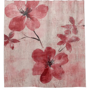 Rustic Blush Floral Linen Pattern (5) Shower Curtain