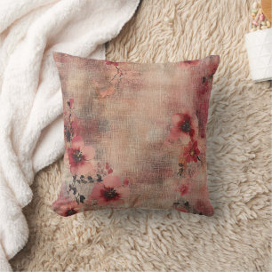 Rustic Blush Floral Linen Pattern (6) Cushion