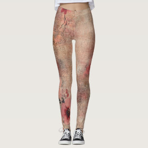 Rustic Blush Floral Linen Pattern (6) Leggings