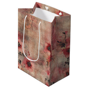 Rustic Blush Floral Linen Pattern (6) Medium Gift Bag