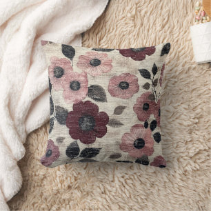 Rustic Blush Floral Linen Pattern (7) Cushion