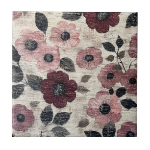 Rustic Blush Floral Linen Pattern (7) Tile