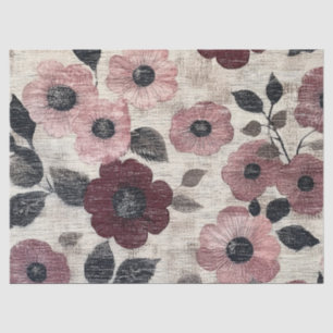 Rustic Blush Floral Linen Pattern (7) Tissue Paper