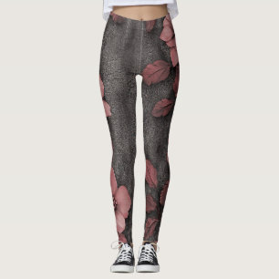 Rustic Blush Floral Linen Pattern (8) Leggings