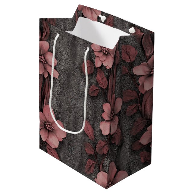 Rustic Blush Floral Linen Pattern (8) Medium Gift Bag (Front Angled)