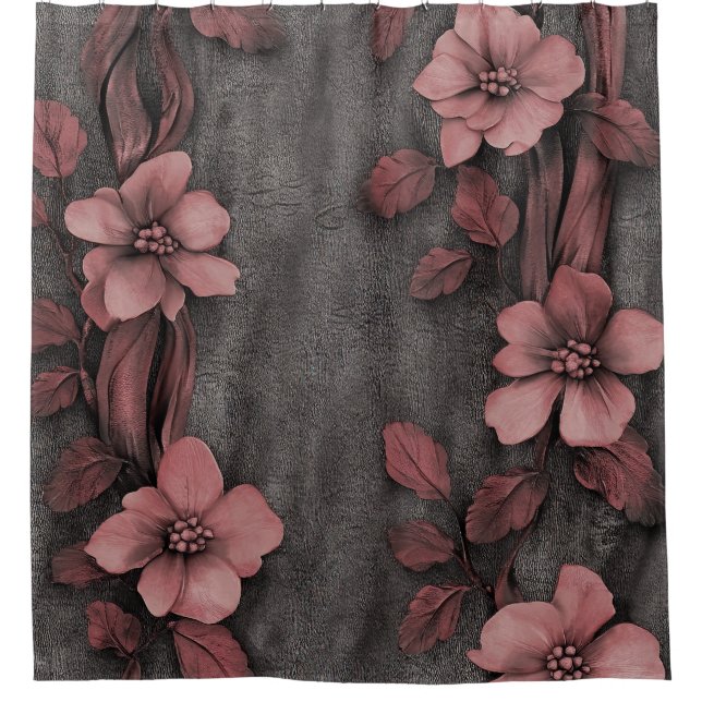 Rustic Blush Floral Linen Pattern (8) Shower Curtain (Front)