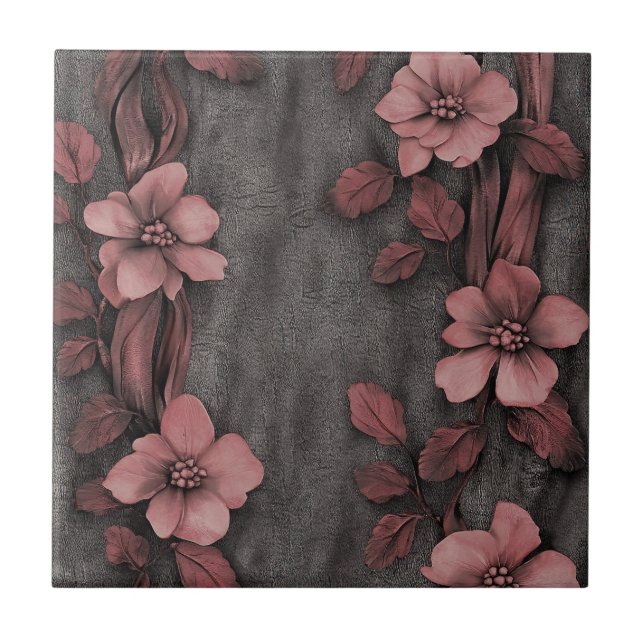 Rustic Blush Floral Linen Pattern (8) Tile (Front)